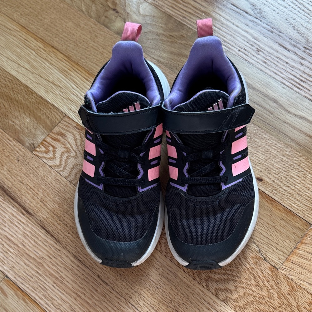 Adidas girls Black and Pink Strap Sneakers